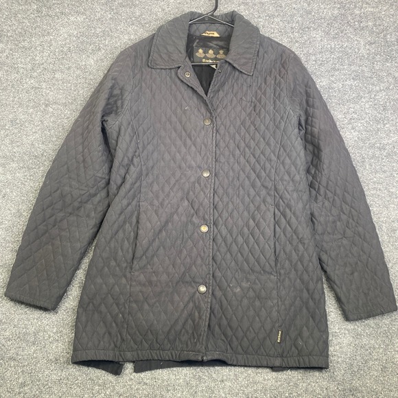 Barbour Jackets & Blazers - Barbour Womens Black Diamond Quilted Jacket Snap Front Coat Size US 4 UK 8